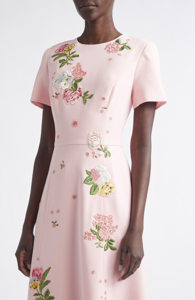 Carolina Herrera Floral Embroidered Crepe Gown, Alternate, color, Rosewater