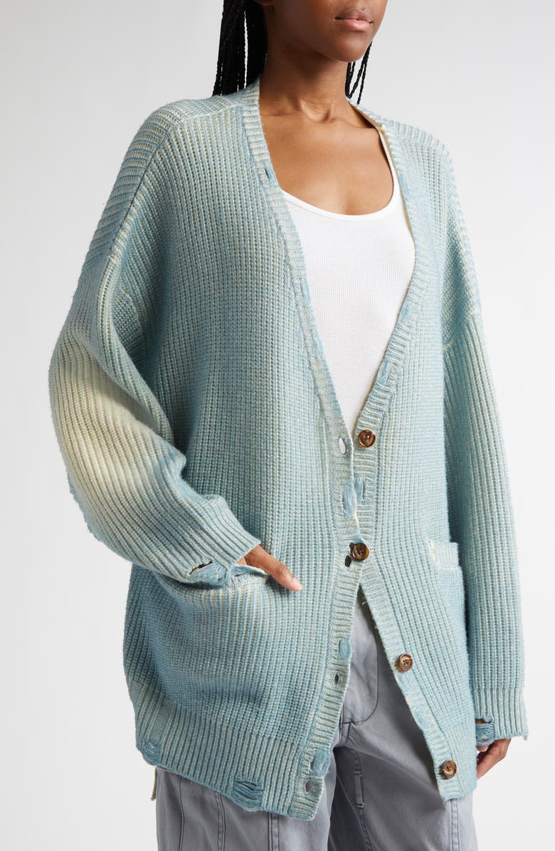 R13 Distressed Oversize Merino Wool Cardigan, Alternate, color,