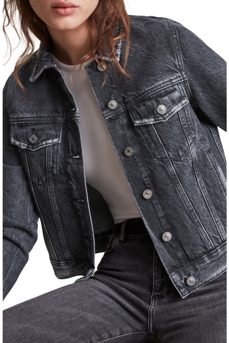 Women's Hay Distressed Denim Jacket, Alternate, color, WASHED BLACK