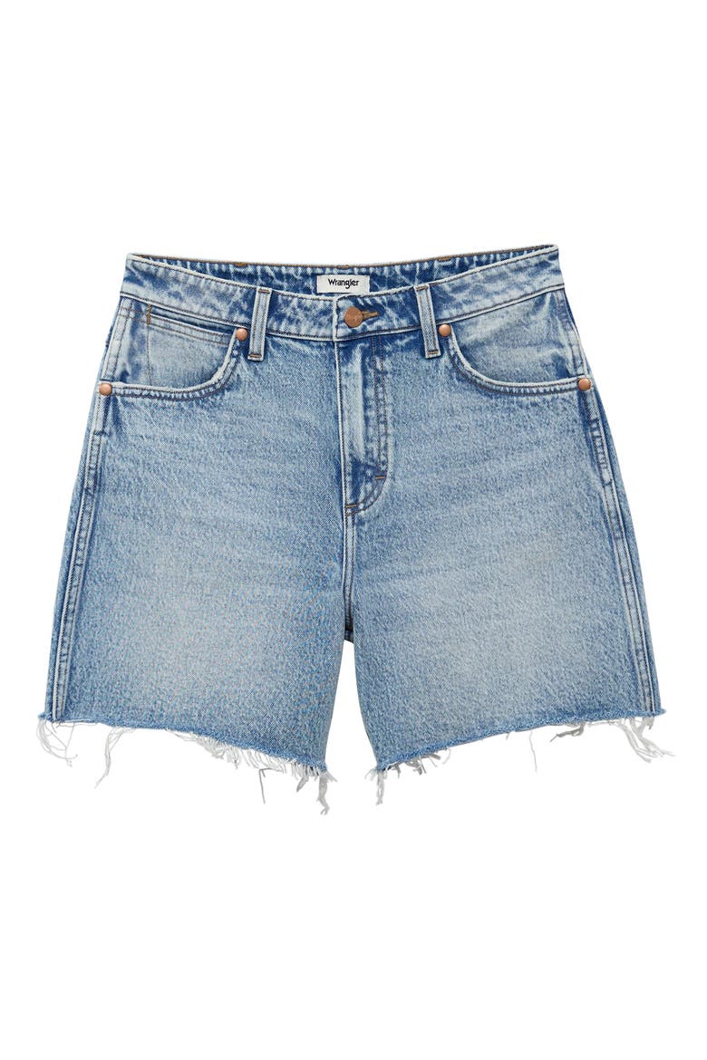 Cowboy High Waist Denim Cutoff Shorts, Alternate, color, BLISSFUL BLUE