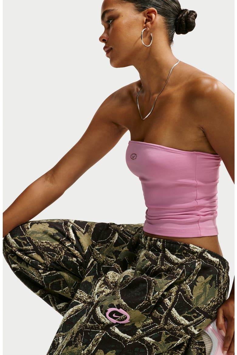 High Waist Camouflage Print Joggers, Alternate, color, CAMO GREEN/ PINK RISE