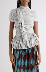 Dries Van Noten Ruffled Cotton Jersey Top