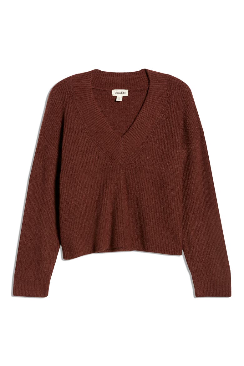 Rib Stitch Sweater, Alternate, color, BROWN CHOCOLATE