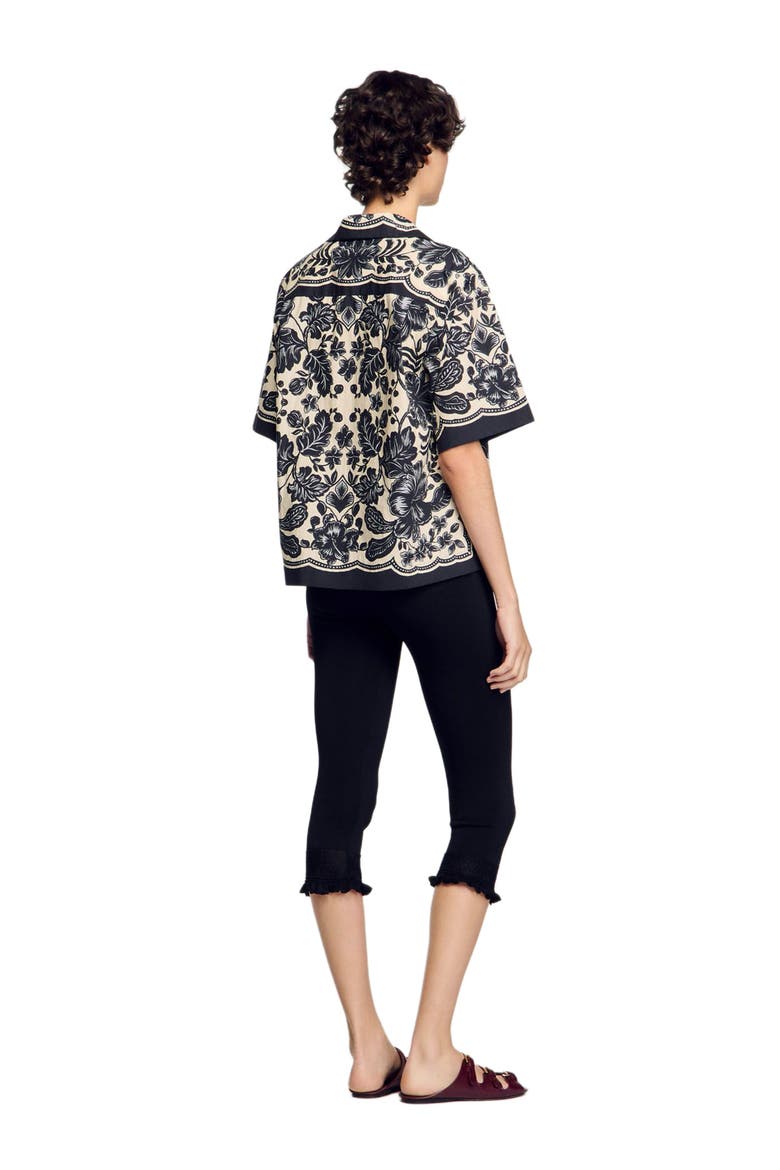 Floral motif shirt, Alternate, color, Ecru / black
