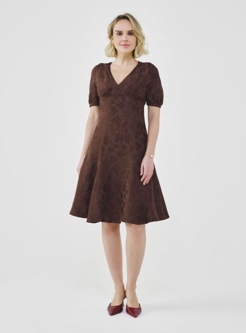 Floral Jacquard Midi Dress