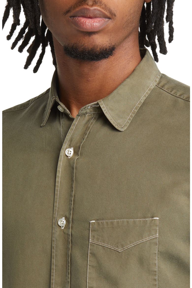 Garment Dyed Lyocell Button-Up Shirt, Alternate, color, OLIVE BONSAI
