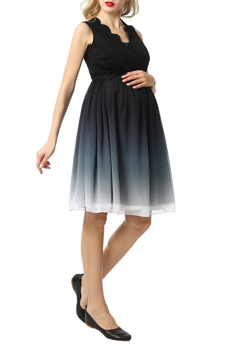 Kimi and Kai Steffy Ombré Chiffon & Lace Maternity Dress, Main, color,