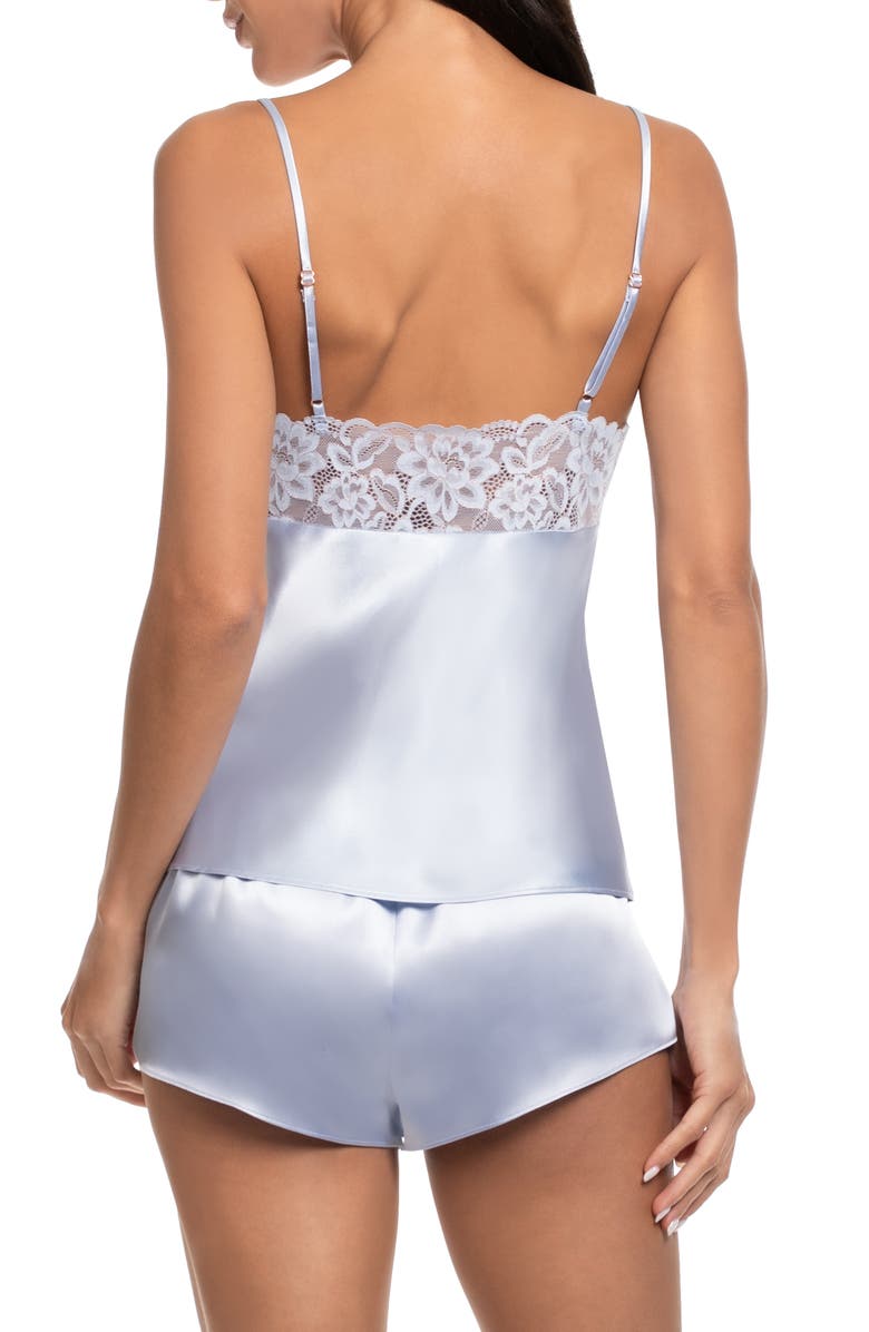 In Bloom by Jonquil Mina Satin Lace Trim Shortie Pajamas, Alternate, color, Blue Thistle