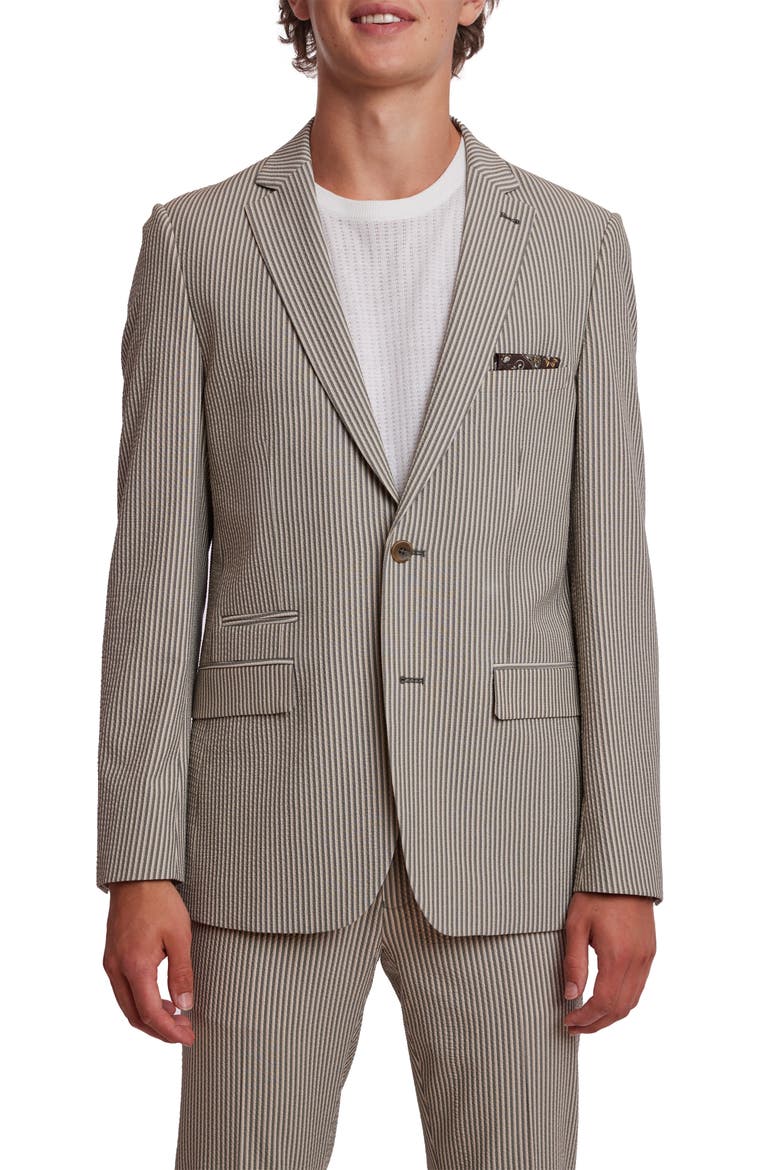 Dover Slim Fit Sport Coat, Main, color, GREY TAN CREAM SEERSUCKER