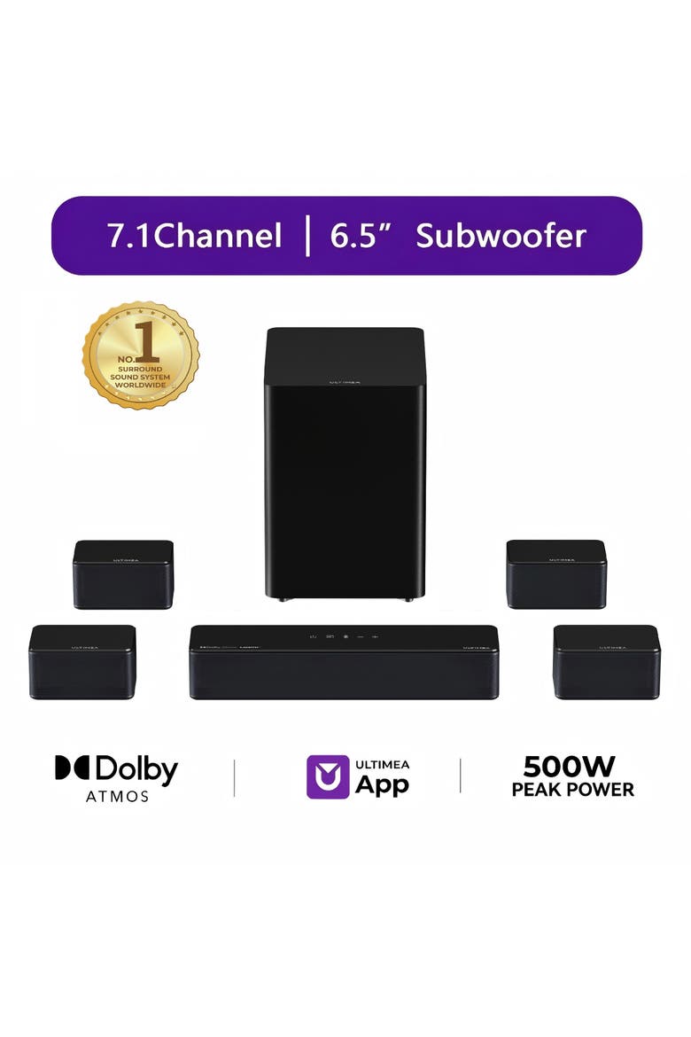 Poseidon D80 Boom 7.1 Channel Sound bar with Dolby Atmos, Main, color, Black