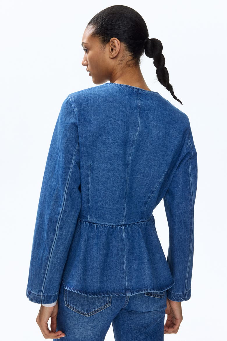 Collarless Peplum Jacket, Alternate, color, Denim blue