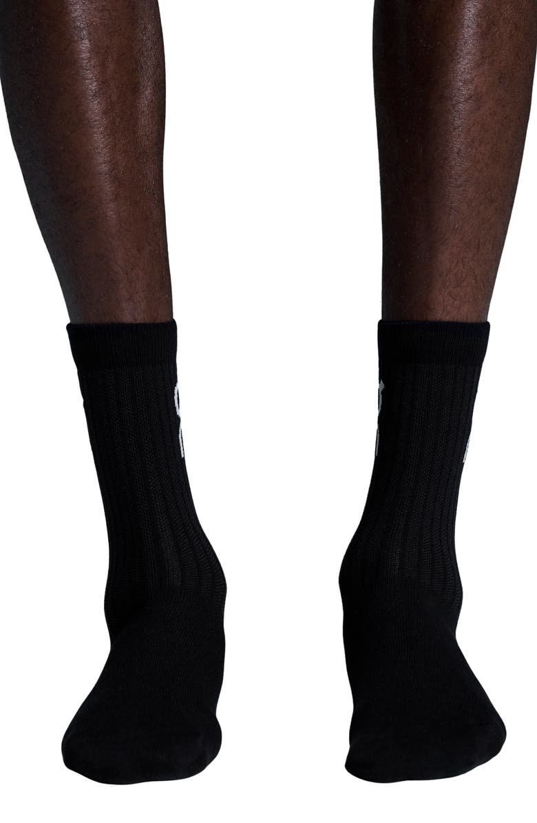 On Logo Organic Cotton Crew Socks, Alternate, color, Black