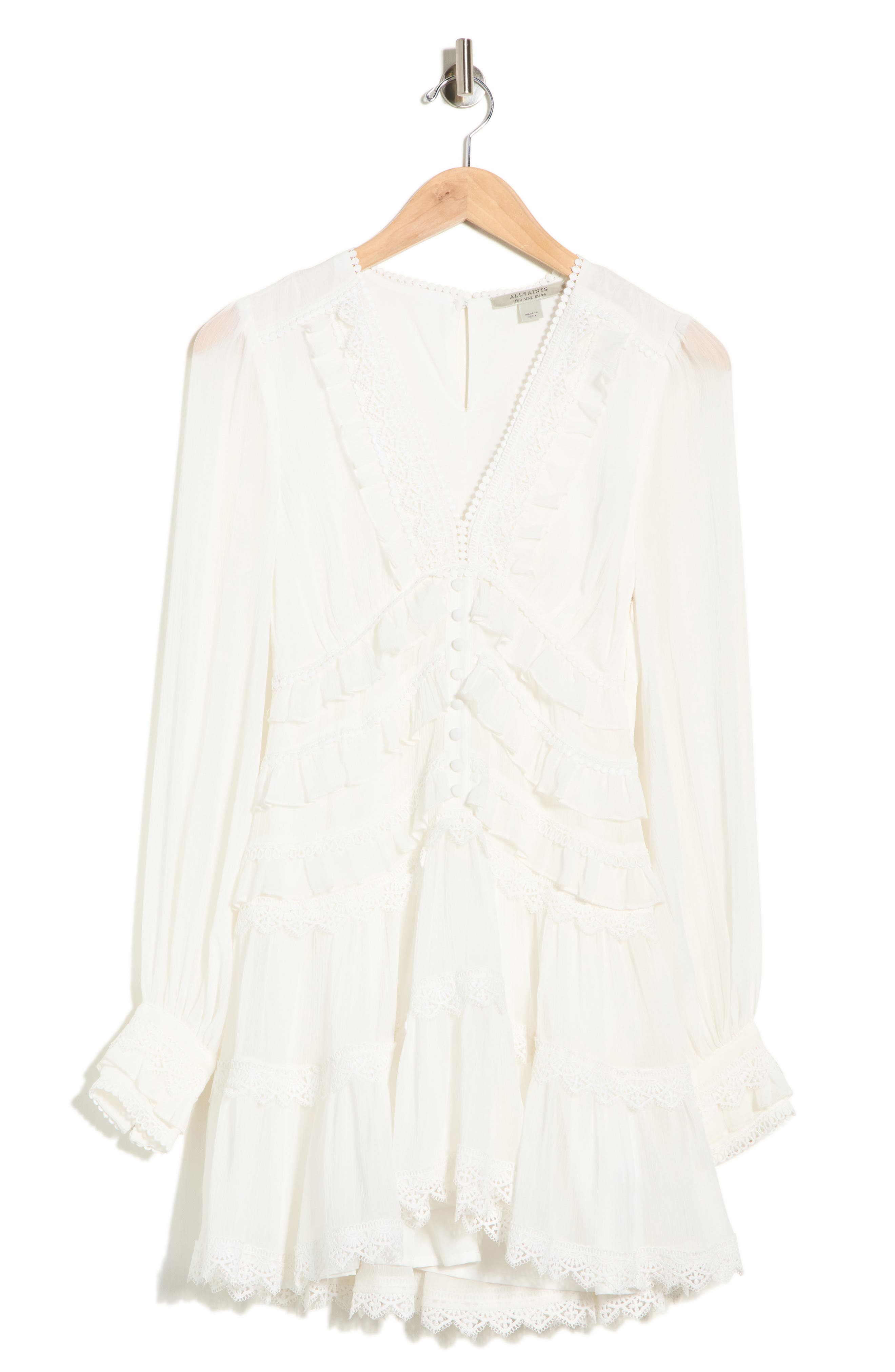 AllSaints Zaphia Long Sleeve Babydoll Minidress