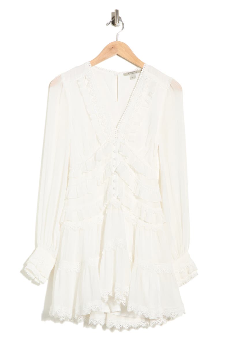 Zaphia Long Sleeve Babydoll Minidress, Alternate, color, WHITE