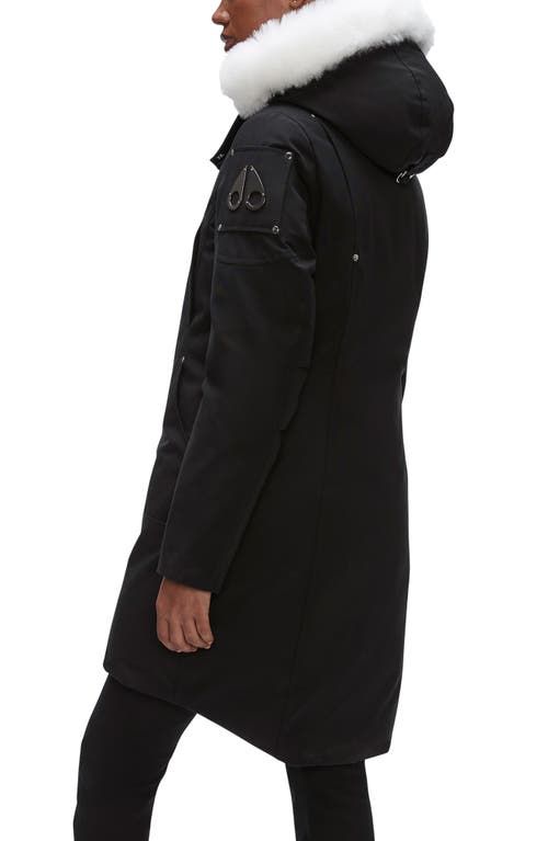 Moose Knuckles Stirling Down Parka With Genuine Shearling Trim In Black