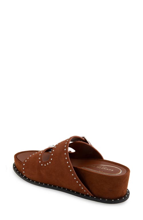 Kenneth Cole Gradie Wedge Sandal In Cognac Suede
