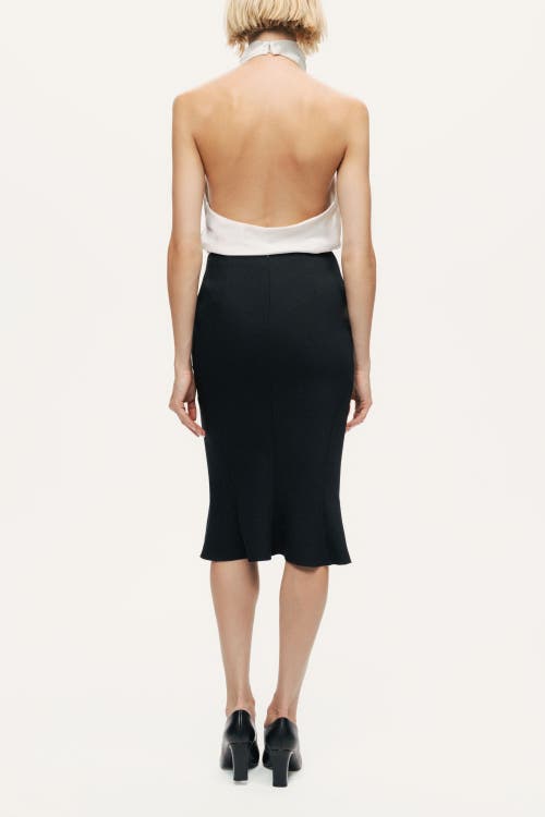 Nocturne Flounced Hem Fishtail Midi Skirt In Black