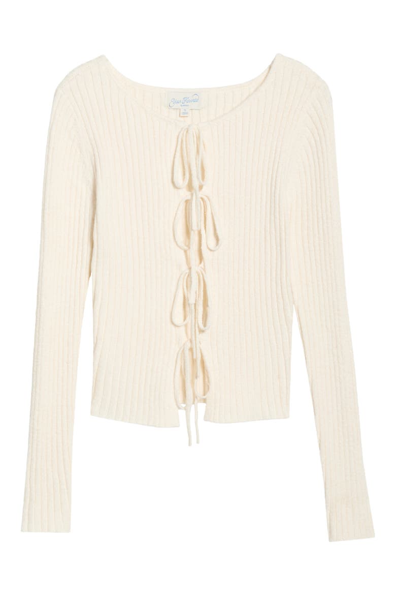 Margot Tie Front Rib Sweater, Alternate, color, IVORY