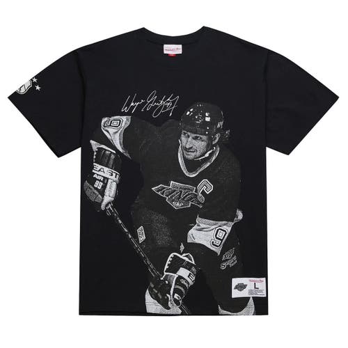 MITCHELL & NESS MITCHELL & NESS WAYNE GRETZKY BLACK LOS ANGELES KINGS NHL ULTIMATE PLAYER VINTAGE LOGO T-SHIRT