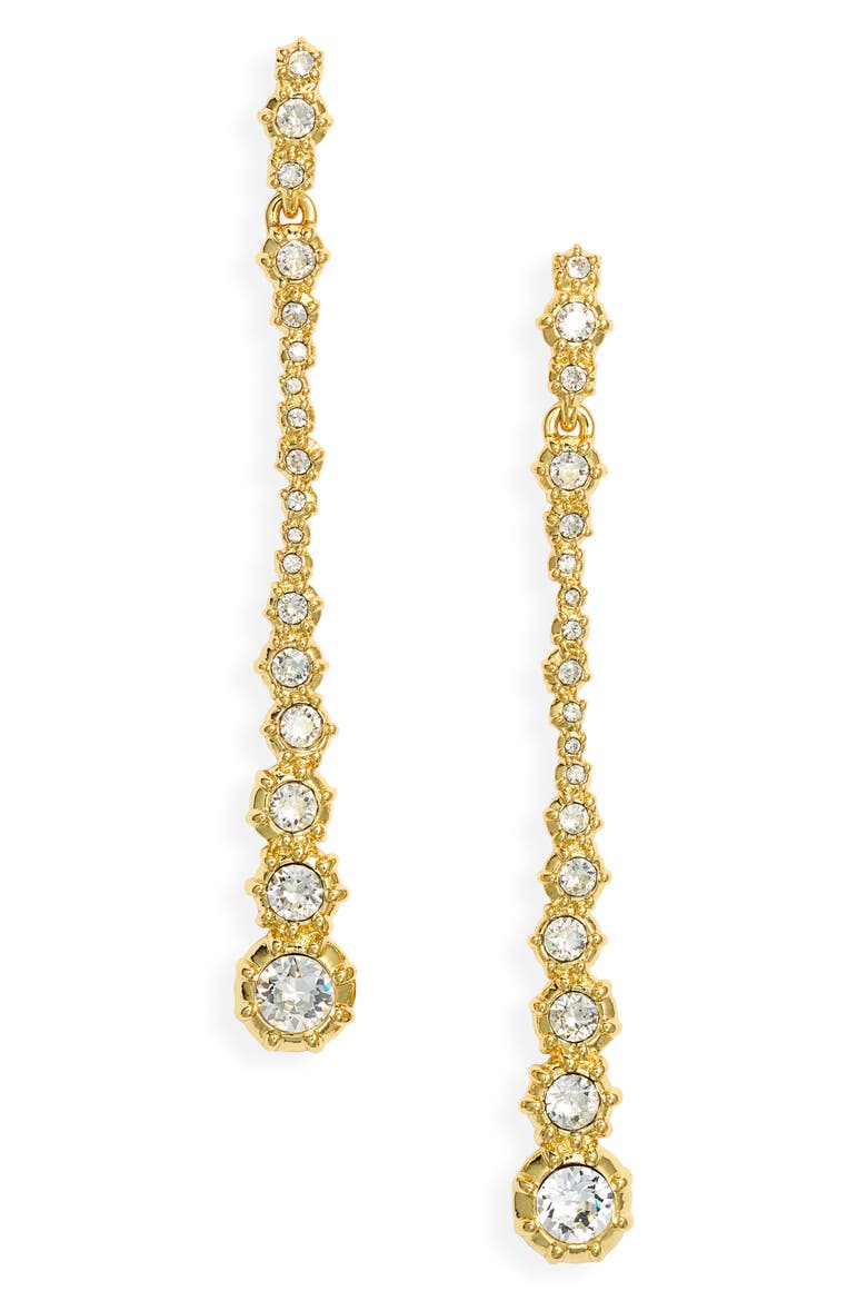 Punk Royale Crystal Linear Drop Earrings, Main, color, CRYSTALS/ YELLOW GOLD