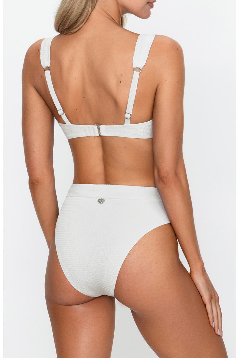 Striped Cutout High-Waisted Bikini Set, Alternate, color, White