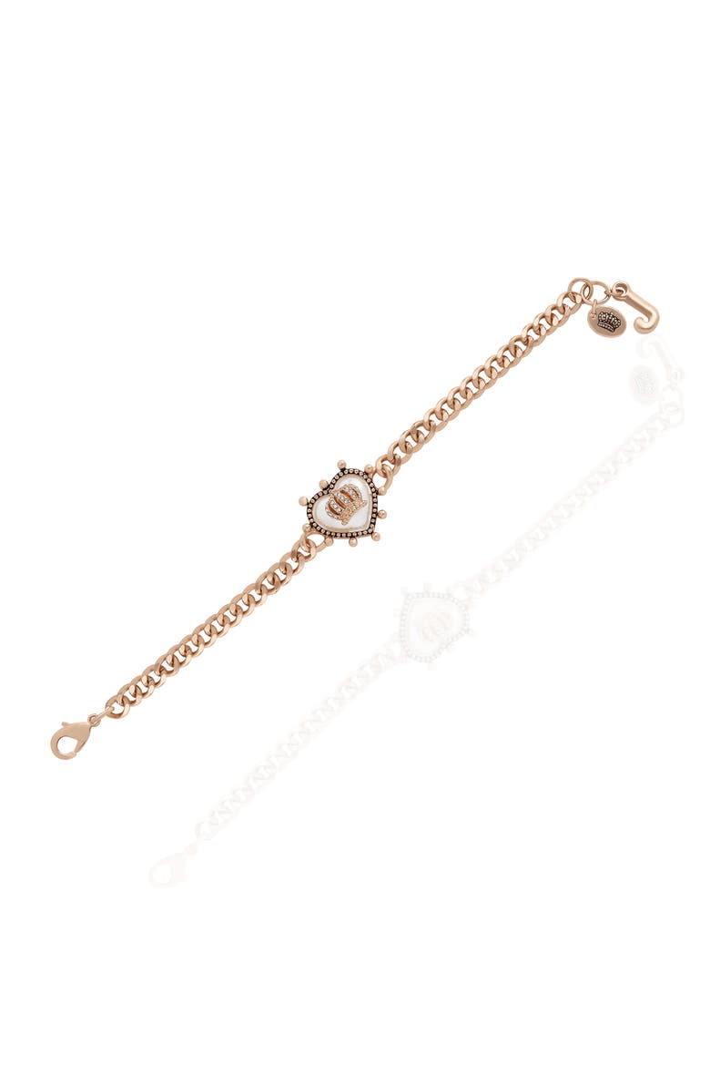 Gold-Tone Chain Bracelet with Crown Heart Charm, Alternate, color, Gold