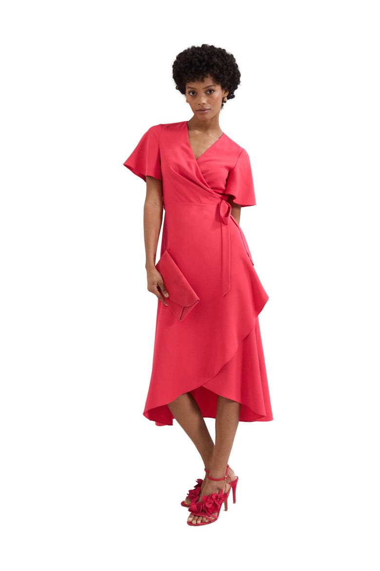 Julissa Short Sleeve Wrap Midi Dress, Main, color, Pink