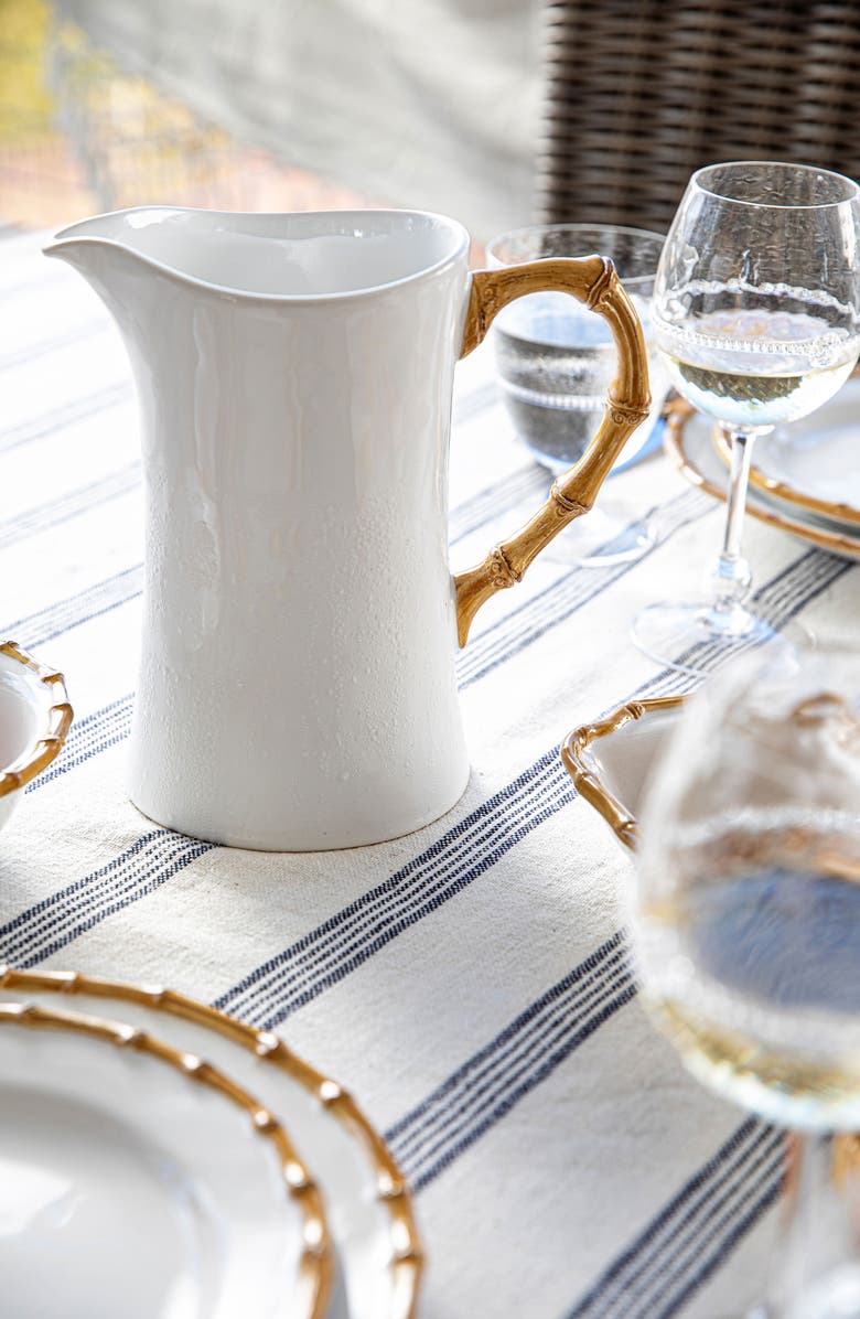 Juliska Ceramic Large Pitcher, Alternate, color, Bamboo Natural