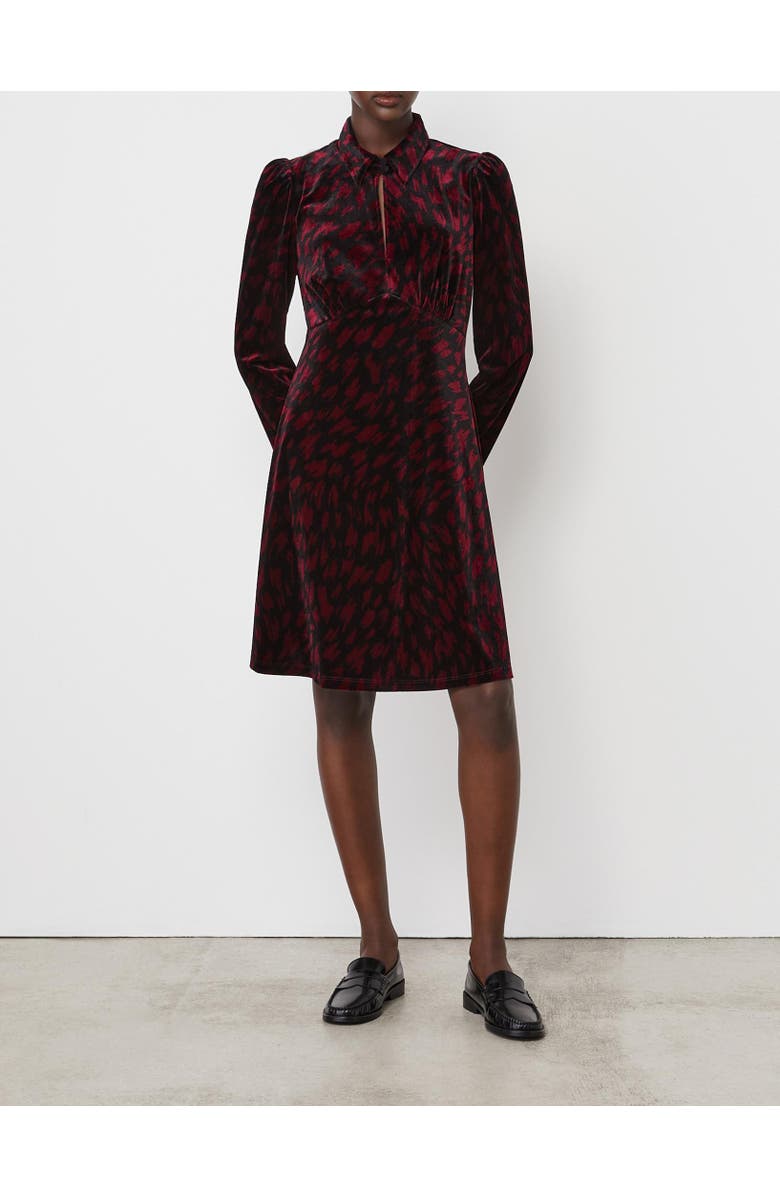 Finery London Capri Animal Print Knee Length Dress, Alternate, color, Burgundy Animal