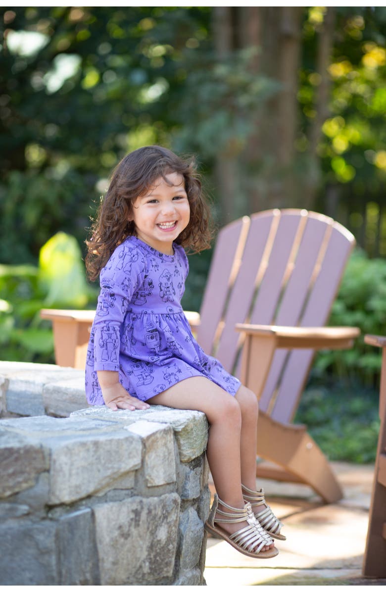 WORTHY THREADS Printed Long Sleeve Bubble Romper, Alternate, color, Robots