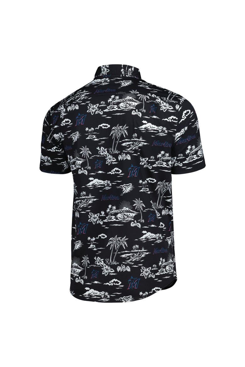 Men's Reyn Spooner Black Miami Marlins Kekai Performance Button-Up Shirt, Alternate, color, Black