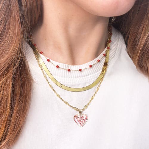 The Lovery Fine Jewelry Rose Enamel Heart Charm In Red