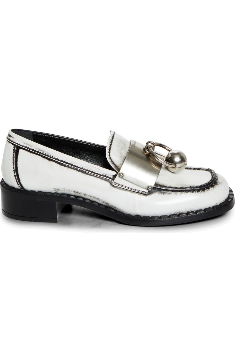 Prada Two-Tone Calfskin Leather Loafer, Alternate, color, Bianco
