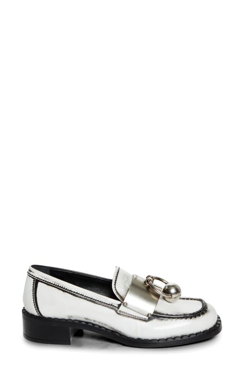 Shop Prada Two-tone Calfskin Leather Loafer In Bianco