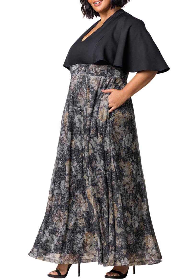 Avisa Flutter Sleeve Maxi Dress, Alternate, color, GILDED FLORALS