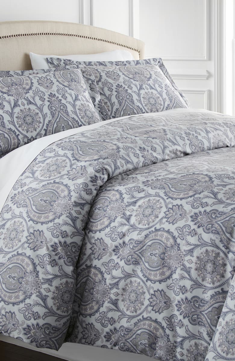 SOUTHSHORE FINE LINENS Boho Paisley Duvet Cover Set, Main, color, Boho Paisley Grey