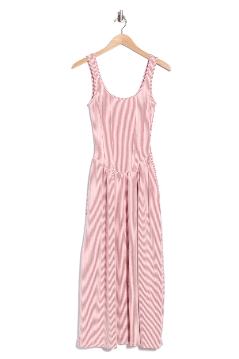Basque Waist Knit Midi Dress, Alternate, color, RED
