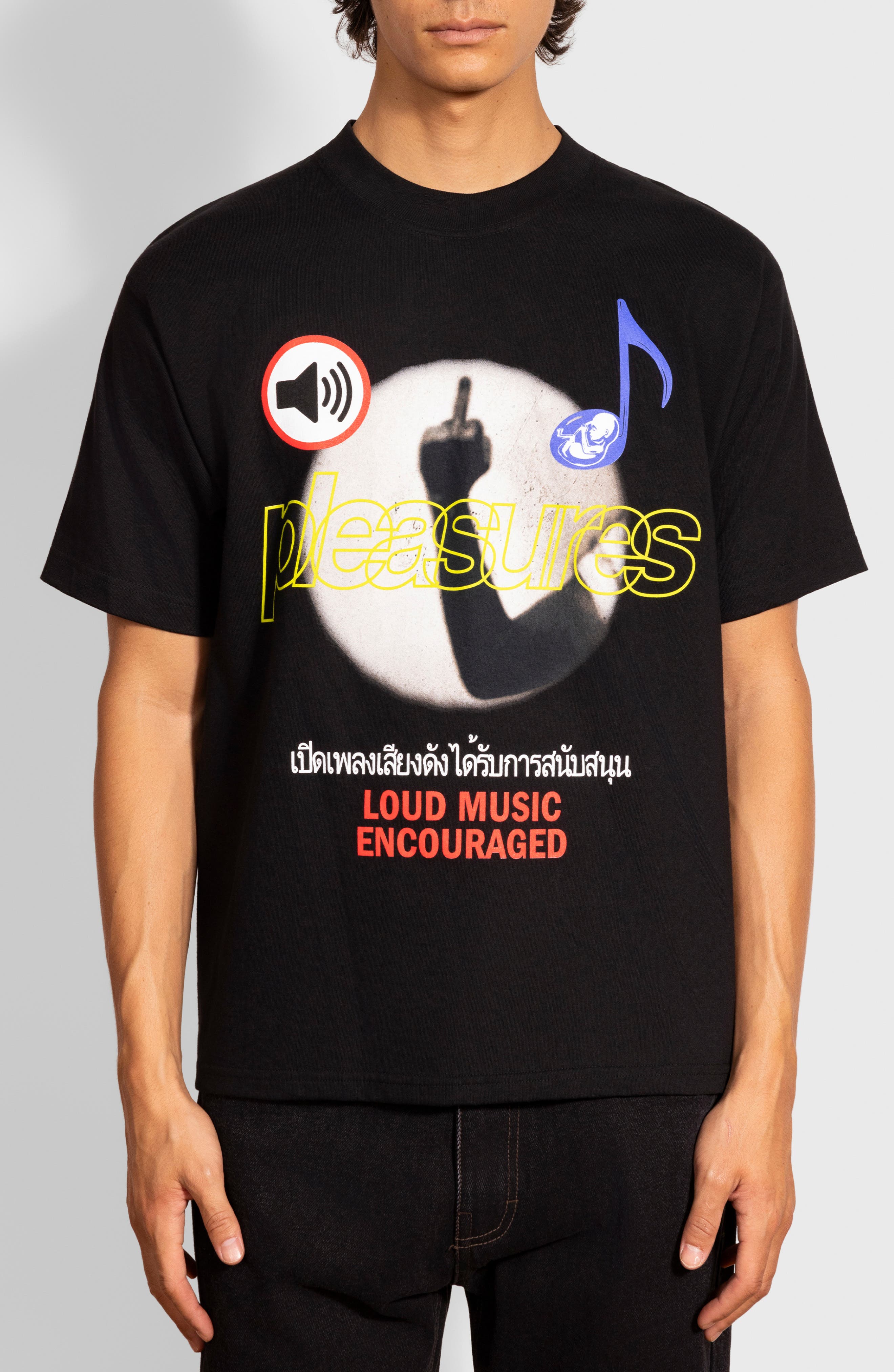 PLEASURES Loud Music Cotton Graphic T-Shirt