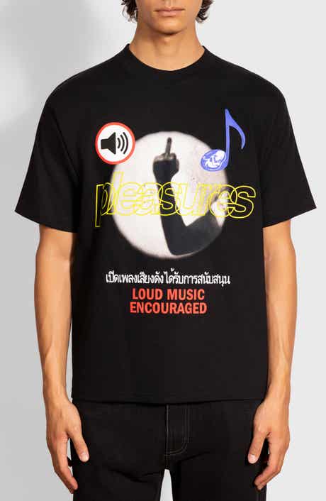 PLEASURES Loud Music Cotton Graphic T-Shirt
