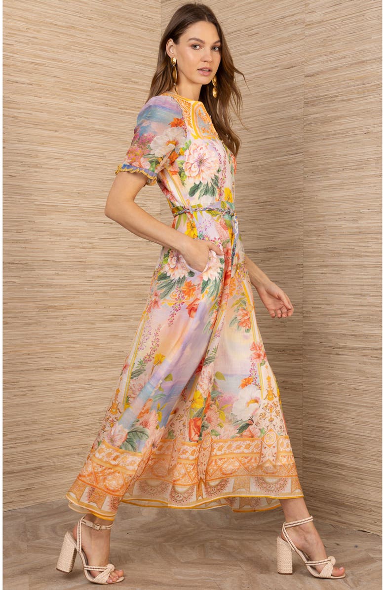 Hale Bob Cyrilla Linen Organza Maxi Dress, Alternate, color, Gold