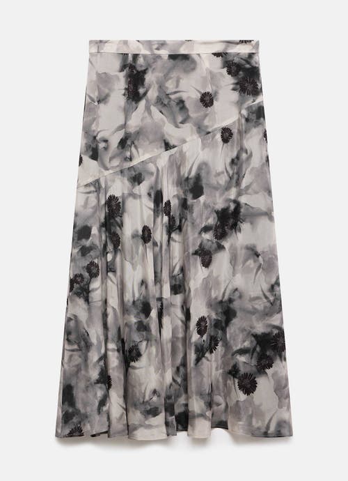 Mint Velvet Floral Print Midi Skirt In Brown