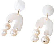 LIKHA Mother-of-Pearl Asymmetrical Drop Earrings