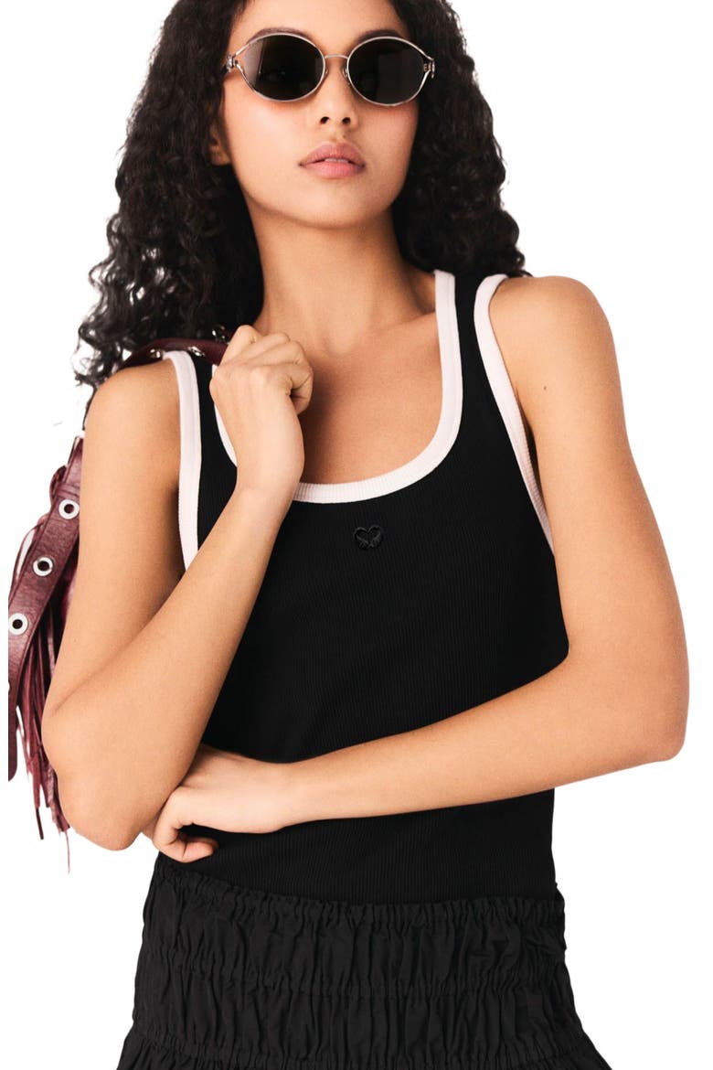 Ribbed Vest Top, Alternate, color, Black / white