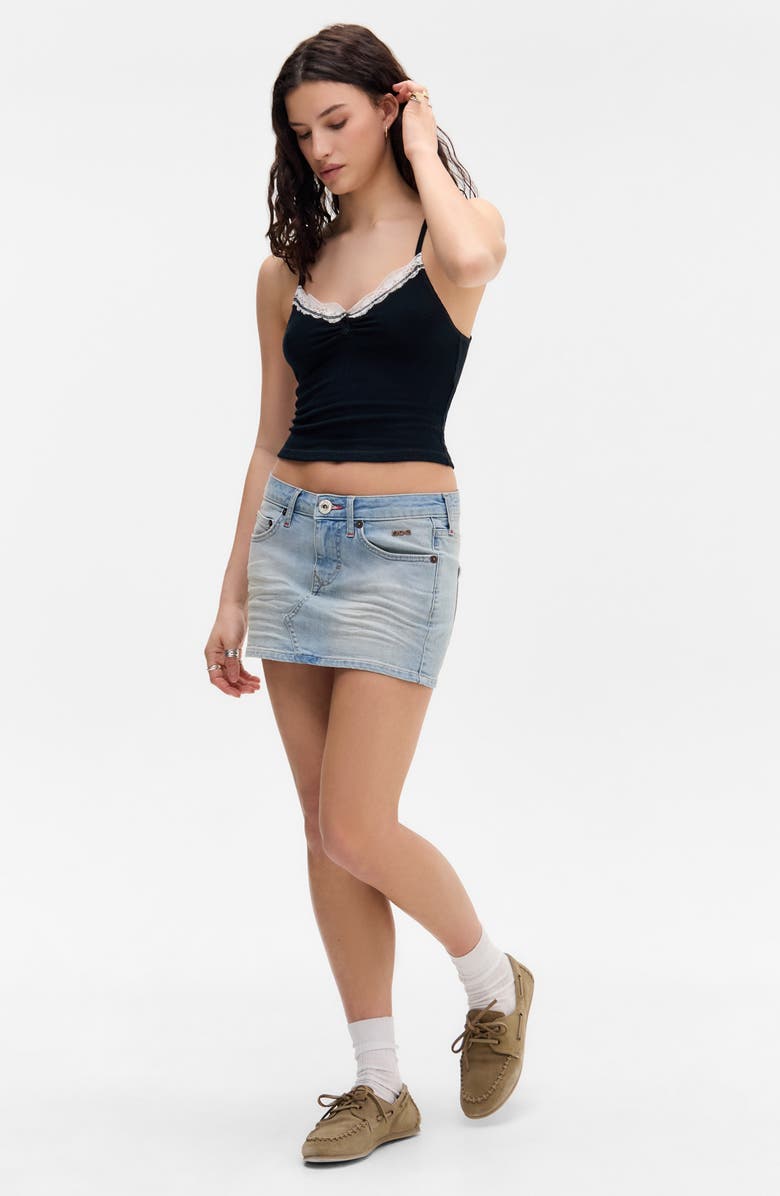 BDG Urban Outfitters Diana Lace Trim Crop Rib Knit Camisole, Alternate, color, Black