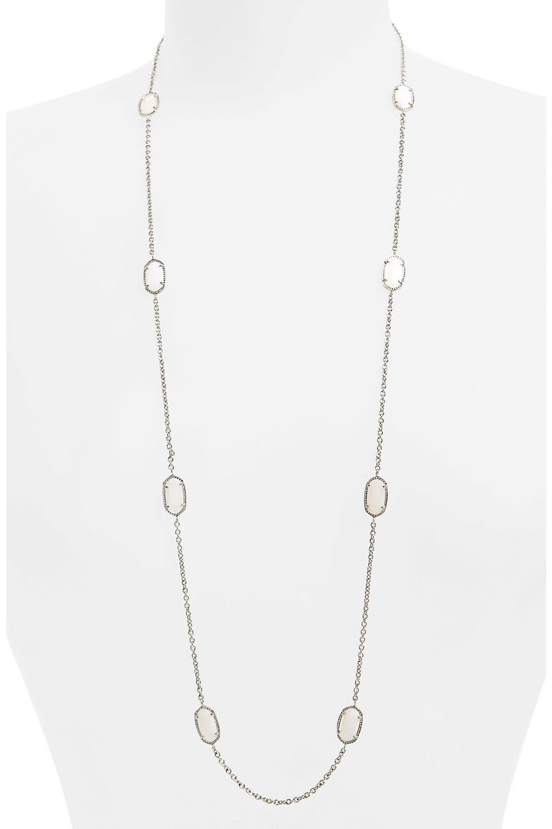 'Kelsie' Station Necklace, Main, color, WHITE/ SILVER