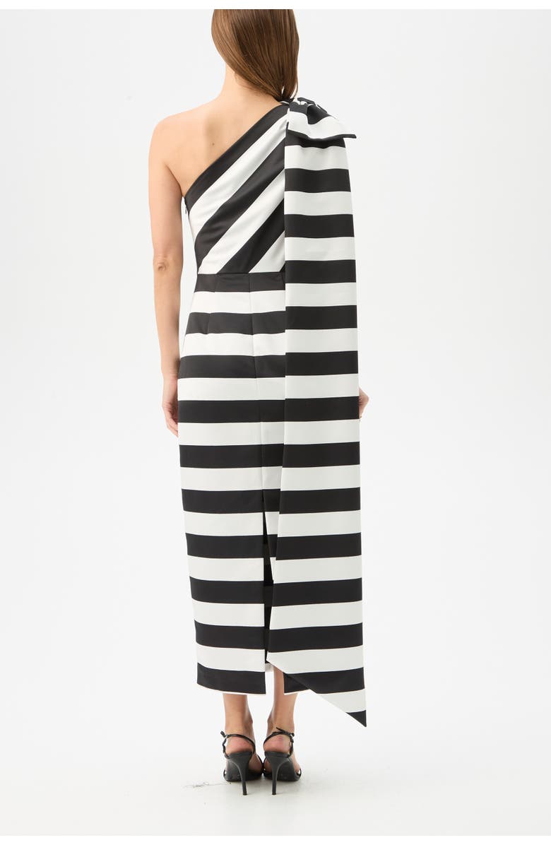 Trina Turk Romance One Shoulder Cocktail Dress, Alternate, color, Black/Winter White