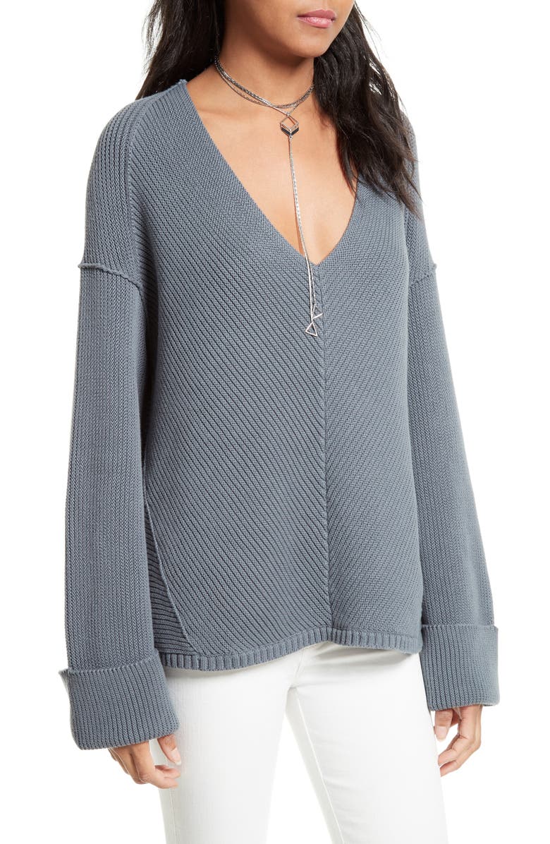Free People La Brea V-Neck Sweater, Alternate, color, 