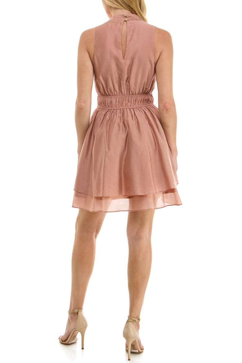 V-Neck Tiered Peplum Minidress, Alternate, color, MACAROON