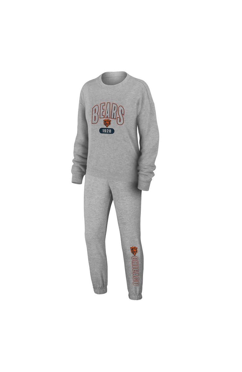 WEAR by Erin Andrews Women's WEAR by Erin Andrews Heather Gray Chicago Bears Plus Size Knitted Tri-Blend Long Sleeve T-Shirt & Pants Lounge Set, Alternate, color, Heather Gray