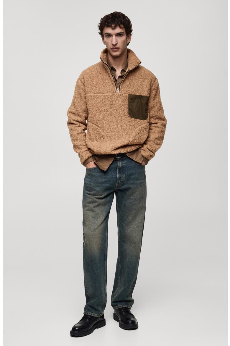 Chest Pocket Fleece Half Zip, Alternate, color, MEDIUM BROWN